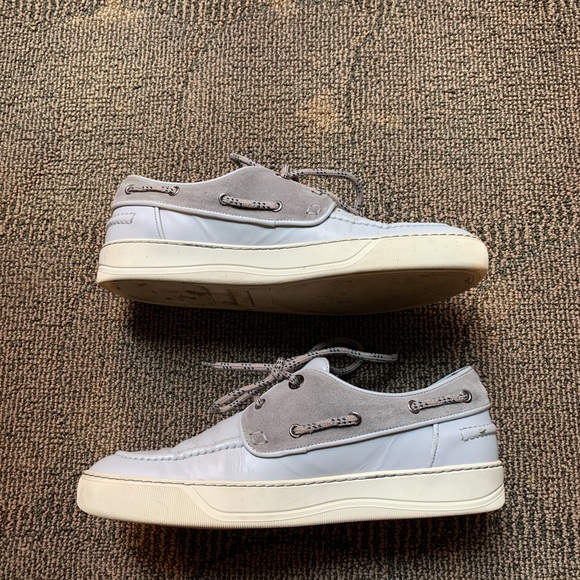 LANVIN Men's Gray Rubberised leather Boat Shoes 10 - Picture 7 of 8